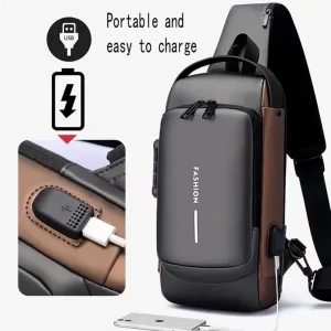 Sac à Bandoulière et Poitrine Homme Antivol USB – Sac Messager de Voyage Multifonction, Finitions Luxe