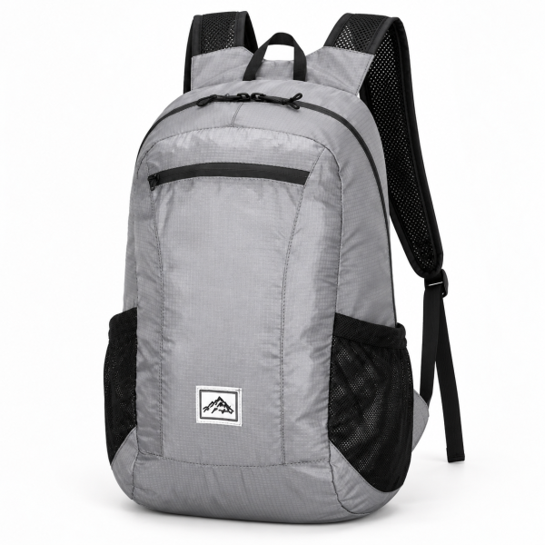 Sac à dos pliable ultraléger 20 L gris, vue de face